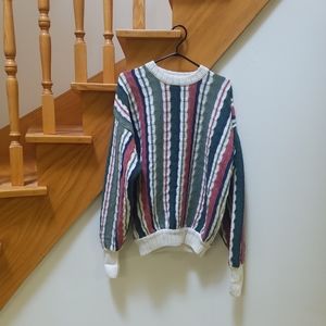 💚 2/$35 NWOT Tabi cream sweater with green blue red stripes sweater